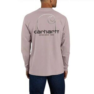 Men's S Carhartt Relaxed Fit Long Sleeve Graphic Pocket T-Shirt - Mink